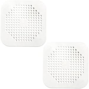 2X Square Drain Cover for Shower Drain Hair Catcher Flat Silicone Plug for Bath, Anti-Slip Suction Design - for Effective Debris Filtration