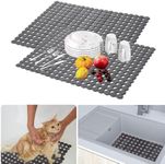 2 Kitchen Sink Protector Mat for Ceramic Sinks/Stainless Steel, Cuttable Non-Slip PVC Sink Mats with Quick Draining Design, Sink Tap Drainer Mat Sink Splash Guard for Bathroom Kitchen Countertop