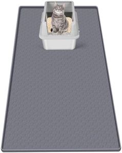 Bartuke Cat Litter Mat, Extra Large 51.2" x 25.6" Silicone Mat Litter Trapping Mat for Scatter Control, Soft on Kitty Paws, Easy to Clean (Gray)