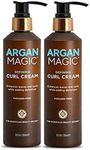 Argan Magic Defining Curl Cream - Enhances Waves & Curls While Adding Definition | Conditions, Detangles, Reduces Frizz | Enriched with Biotin | Made in USA | Paraben Free (8.5 oz / 250 ml / 2 Pack)