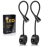 Reading Lamp, Lampe de Lecture LED Bed Lights Wall-Mounted Beside Lamps with Aluminum Night Lighting Plug Wired Sconce Lamp, 200LM / 3000K / 3W / 110-240V AC, Beam Angle: 30 °, Gooseneck Length: 38cm