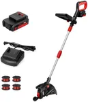 MZK 20V 12'' Cordless String Trimmer, Grass Trimmer&Edger with 4 Replacement Spools, Battery Powered Lightweight Weed Trimmer with Auto Line Feed(Battery and Fast Charger Included)