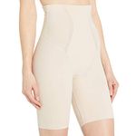 Flexees Women's Maidenform Firm Foundations Hi-Waist Thigh Slimmer, Latte Lift, Medium