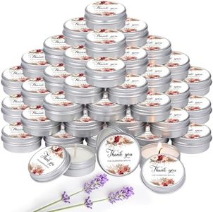 MTLEE 50 Pcs Wedding Candles Gift Wedding Favors for Guests 1 Oz Lavender Scented Soy Wax Candle Aromatherapy Candle Favors for Bridal Shower Rustic Wedding Party Guests(Dahlia Flowers)