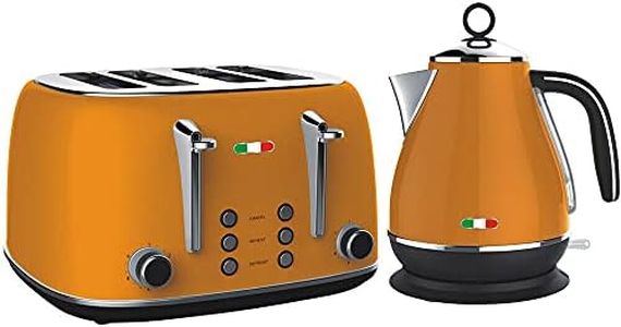 Vintage Electric Kettle and Toaster SET Combo Deal Stainless Steel Orange Mango
