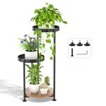 LyTaispuly 3 Tier Plant Stand Indoor Outdoor, Tiered Metal Plant Stands Tall Plant Holders, Corner Plant Stand Rack Flower Stand Shelf for Garden Balcony Patio Living Room (Black)