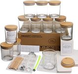 MILIVIXAY 12 Pack 10 OZ Clear Glass Candle Jars with Lids and Candle Making Kits - Bulk Empty Candle Jars for Making Candles - Spice, Powder Containers.