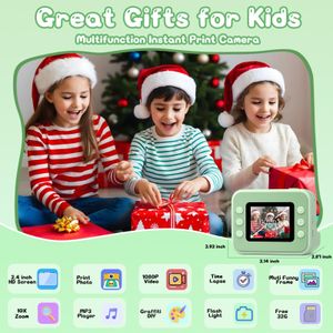 Hangrui Kids Instant Print Camera, 1080P, 32GB, 3 Photo Rolls – Green