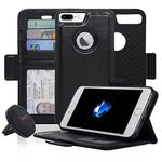 Navor Detachable Magnetic Wallet Case and Universal Car Mount - Compatible with iPhone 7 Plus - 2 in 1 TPU Phone Case with RFID Technology - 360 Degree Protective Cover