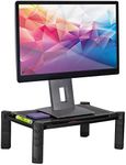 Mount-It! Desktop Computer Monitor Riser - Height Adjustable Tabletop Stand Shelf for PC and Laptop Displays and Printers, 19 x 13 Inch, 6.6” High, Black, MI-7851