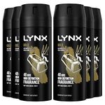 Lynx Gold Bodyspray pack of 6 48 hours of odour-busting zinc tech oud wood & fresh vanilla deodorant 150 ml