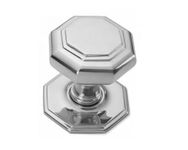 Solid Heavy Cast Octagonal Centre Door Knob Large (Fixed Knob) in Satin Chrome