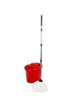 Requisite Needs Professional Mop and Bucket Set Heavy Duty with Wringer and Two Traditional Cotton Mop Heads for Cleaning Floors –Mop Bucket Capacity 16L with Pouring Lip (Red)