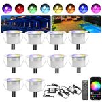 INDARUN RGBW (RGB+Warm White) Led Decking Lights Waterproof IP67 Ø45MM + WiFi Controller - Lighting for Terrace/Patio/Path/Wall/Garden/Decoration, 10 Packs