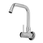 Kohler Brass Chrome Finish Cuff 37314IN-4-CP Single Handle Wall Mounted Premium Kitchen Faucet - Cold Only (Silver)