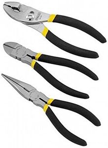 Stanley 3 pc. Drop Forged Steel Pliers Set 6 in. L Black/Yellow