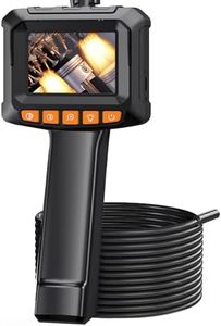 Telecamera per ispezione endoscopio Industriale, Telecamera per periscopio IPS da 2,4" per fognature, Telecamera Snake Portatile IP67 Impermeabile con 8 luci LED Cavo semirigido da-5M