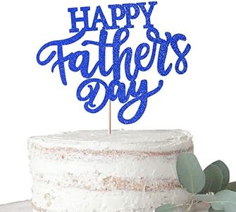 Xsstarmi 1 décoration de gâteau « Happy Father's Day Ever » avec paillettes,Moustache,Love Father Super Dad,Décoration de gâteau pour fête d'anniversaire sur le thème de la fête des pères,Bleu foncé