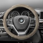 FH Group FH2002SOLIDBEIGE Universal Fit Deluxe Full Grain Authentic Leather Solid Beige Steering Wheel Cover fits Most Cars, SUVs, and Trucks