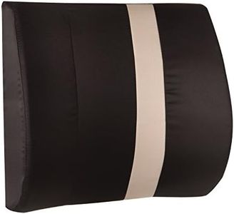 HealthSmart Lumbar Support Pillow, Back Pillow, Office Chair Pillow with Insert and Strap, Black with Tan Stripe, 14 x 13 Inches