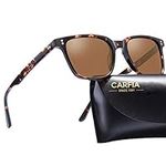 Carfia Polarized Sunglasses for Women Men Vintage Designer Sunglass for Driving Holiday Traveling, UV400 Protection, 46mm (Square - Brown lens) (Square - Brown lens)(Size: One Size)