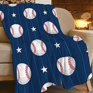 Sports Baseball Blanket for Boys Super Soft Warm Cozy Blue Baseball Softball Throw Blanket Plush Fleece Kids Blanket Gifts for Bed Decor Baseball Fans 50"X60"