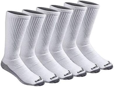 Dickies mens Multi-pack Dri-tech 2.0 Moisture Control Heel-lock Crew Socks, White (6 Pairs), Shoe Size: 6-12