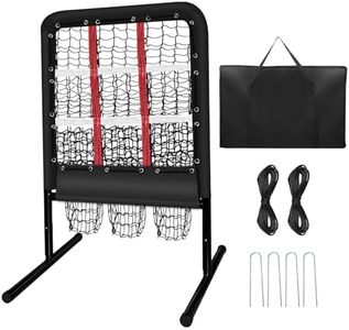 9 Pocket Pitching Net with Strike Target and Handbag,2X3ft Pitching Nets Fixed by 4 Ground Stakes,3 Adjustable Heights (39-46in) in Softball Pitching Net,Pitching Pocket Net for Baseball Practice