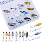 Goture Micro Ice Fishing Jigs Lures Mini Spoon Lures with 3D Eyes Double-Sided Laser Reflective Effect Jigging Bait for Crappie, Trout, Panfish, Perch