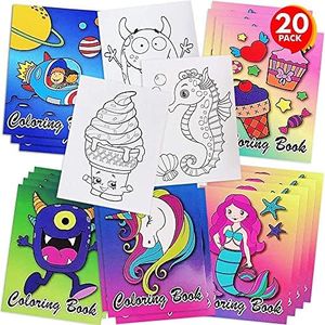 ArtCreativity Assorted Mini Coloring Books for Kids - Bulk Pack of 20-5 x 7 Inch Small Color Booklets in 4 Designs, Fun Birthday Party Favors for Toddlers, Educational Art Gifts for Boys and Girls