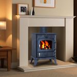 HEATSURE Woodburning Multifuel Stove Cast Iron Log Wood Burner Fireplace Glass View Airwash System Heat Warm Indoor 5KW Defra Approved Eco Design