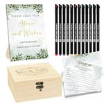 1DFAUL 134 Pcs Bridal Shower Decorations, Advice and Wishes for the Mr and Mrs, Greenery Advice for the Bride and Groom, with Wedding Advice Sign 12 Color Pens Wish box, for Wedding Games Party