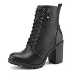 DREAM PAIRS Women’s Combat Ankle Boots Chunky Heel Round Toe Booties,Size 7.5,Black,Silverado