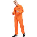 Orange Prisoner Overalls Boiler Suit Convict Robber Burglar Prison Break Jail TV Fancy Dress Costume Men’s Orange Prison Jumpsuit Dress Up Outfit Mens Fancy Dress Costume Soft