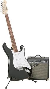 Squier by Fender Stratocaster E-Gitarre, Anfänger-Starter-Set, Laurel Griffbrett, inklusive Frontman 10G Gitarrenverstärker, gepolsterter Gigbag, Kabel, Gurt und Saiten