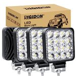 RIGIDON 4 Pcs Square Mini Ultr Thin Led Work Light, 3.3 inch 48W Spot Beam, 12V 24V Outdoor Driving Lights Lamp for Car Off road Boat Truck 4x4 SUV ATV Tractors Excavator, 6000K White, Fog Lamp