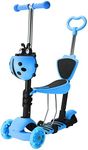 Banana Bike & LAVA Sport 3 Wheeled Scooter for Kids - 32x22x11-Inch Scooter for Toddlers with LED Light Up Wheels - Adjustable Height, Non-Slip Treads, with Removable Seat for Boys and Girls - Blue