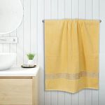 KAUTAGE- Love in Living 100% Cotton, Set of One Towel, Super Absorbent, Antimicrobial Finish Towel, 550 GSM, Extra Large Size, 75X150 cm, COLOR (YELLOW)