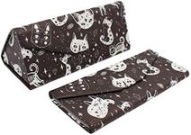 Real Sic Halloween/Horror Glasses Case - Eco Leather Magnetic Folding Hard Case - Creepy Cute Occult Theme Designer Foldable Case for Eyeglasses, Sunglasses & Reading Glasses (Halloween Cats)