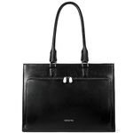 BOSTANTEN Women Leather Briefcase Vintage Shoulder 15.6" Laptop Tote Handbags Black