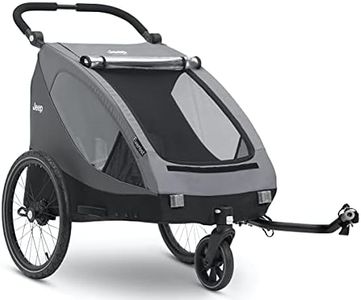 Delta Children, Jeep Everest 2-in-1 Child Bike Trailer and Stroller for 2 Kids, 2-Seater Lightweight Multisport Trailer with Converts to Jogging Stroller, Compact Fold for Travel and Storage, Grey