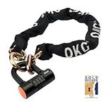 OKG Heavy Duty Motorcycle Chain Lock, 3.9 ft x 1/2in (12mm) Thick Cut Proof Noose Security Chain Combo with 18mm Anti Theft U Lock for Mopeds, Bikes, Trailers, Scooters, etc.