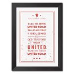 TenorArts Manchester United Song Take Me Home United Road Laminated Poster Framed Painting with Matt Finish Black Frame (9 x 12 inches) (Manchester United Song) (Take Me Home)