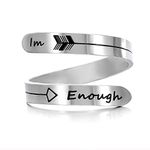 Vrycot Im Enough Adjustable Stainless Steel Silver Inspirational Opening Cute Stacking Hiphop Band