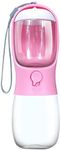 2 in 1 Portable Dog Water Bottle with Food Container Pet Drink Feeder Travel Leak Proof 300ml Water Dispenser Sack (Pink, One Size)