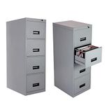 Laxmi KAPAT 4 Drawer Metal File Storage Cabinet with Central Locking System, 3 Year Warranty, Can Store Upto 52 to 112 Files, Powder Coated (54" X 18.5" X 27" Inch, Grey)