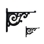 Maison Belle Vintage Old Style Shelf Support Rustproof Iron Wall Shelf Bracket - Black Finish (Size 4.5 Inch) Pack of 2 (Black)