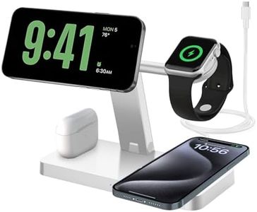 4 in 1 Wireless Charger Stand Magnetic Wireless Charging Station Compatible with Apple Watch Series 10/9/8/7/6/5/4/3/SE/Ultra, AirPods, iPhone 16/15/14/13/12/Pro/Pro Max/Mini (No AC Adapter)
