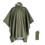 BDSHUNBF Waterproof Rain Poncho Lightweight Reusable Rain Poncho Adult Waterproof,3-in-1 Multifunctional Rain Cover,Poncho Waterproof Adult Lightweight Waterproof Raincoat for Hunting Cycling,Green