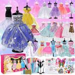 600+Pcs Fashion Design Kits for Girls Ages 6-12 Arts & Crafts Girls' fashion Set,Kids Sewing Kits Doll Clothes Making, Learn to Sew Gifts for Birthday Christmas